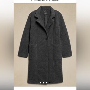 Long Wool blend knit twill coat